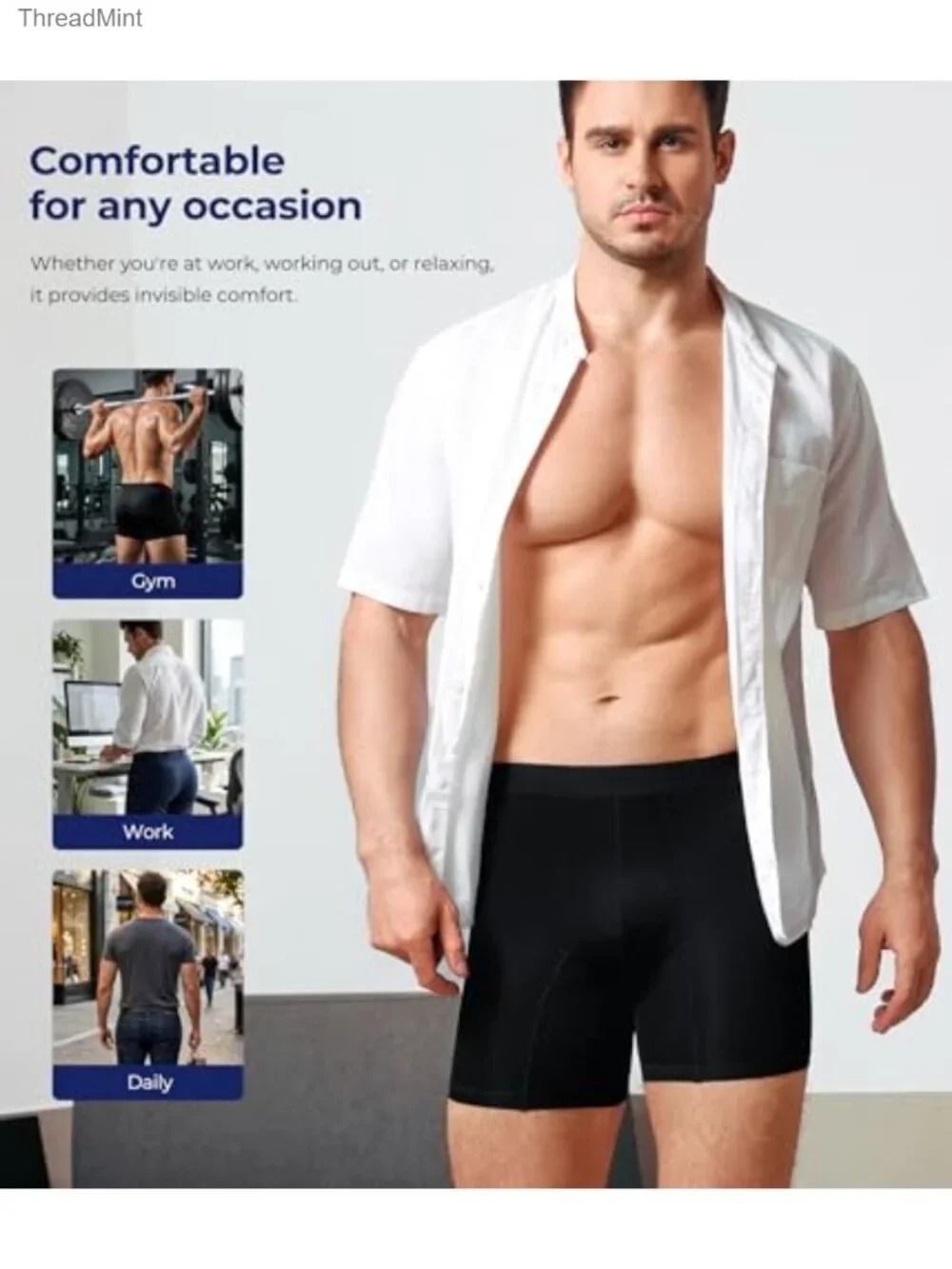 Men's Padded Boxer Briefs Tummy Control Shapewear Butt Lifter